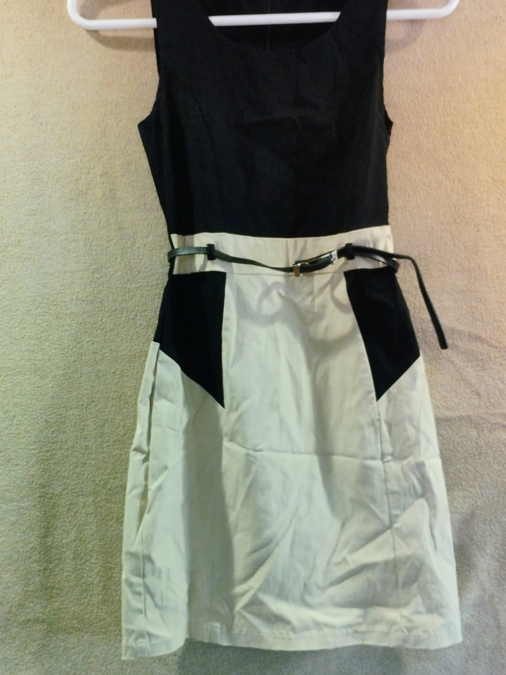 2/$15 ECI Black and Cream Colorblock Midi Sheath Dress